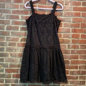 Unique Fun Romantic Black Eyelet Midi Dress 4P